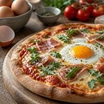 oeuf sur une pizza